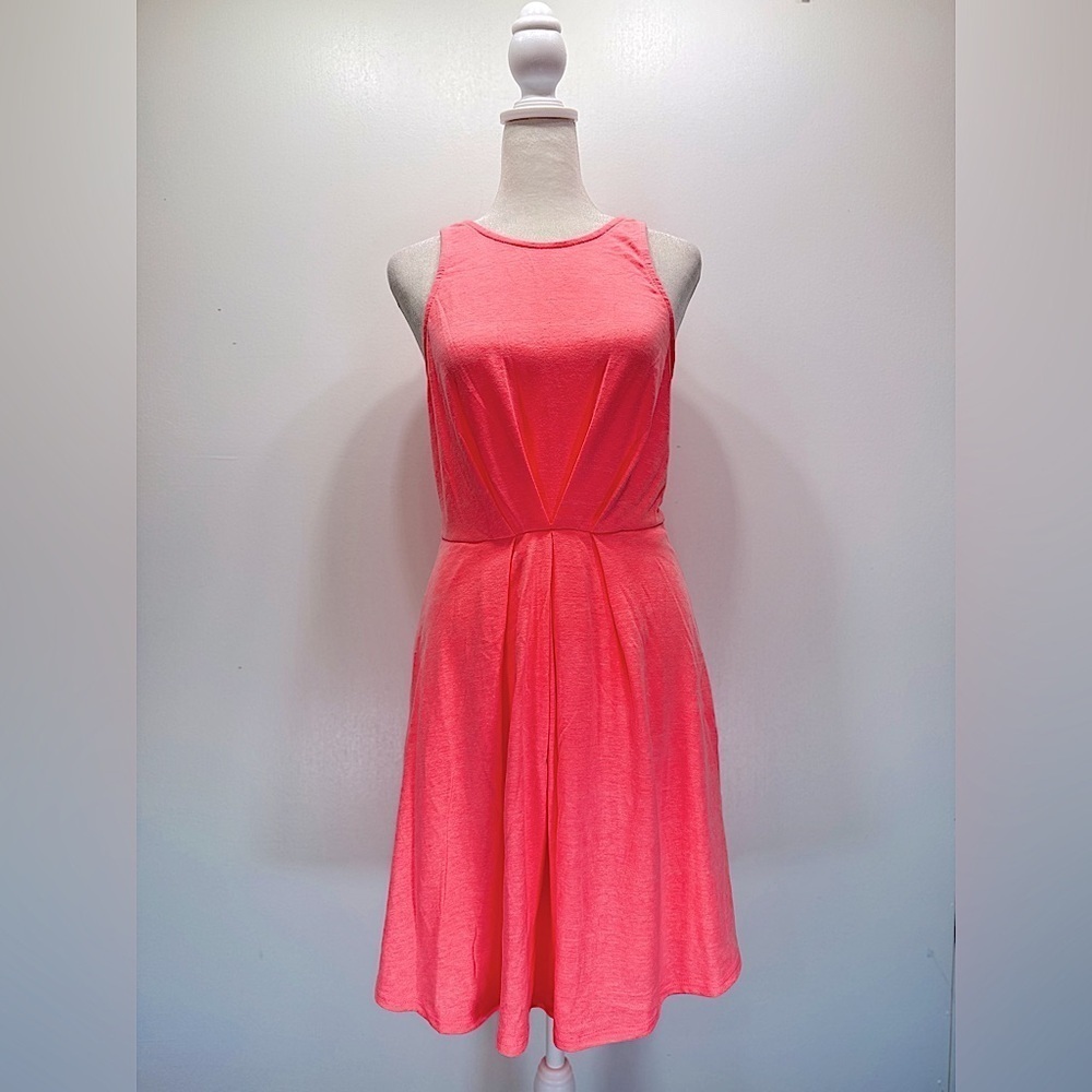 Neon Orange Dress Slub Knit Pleated Tank ModCloth by Everly Size Medium